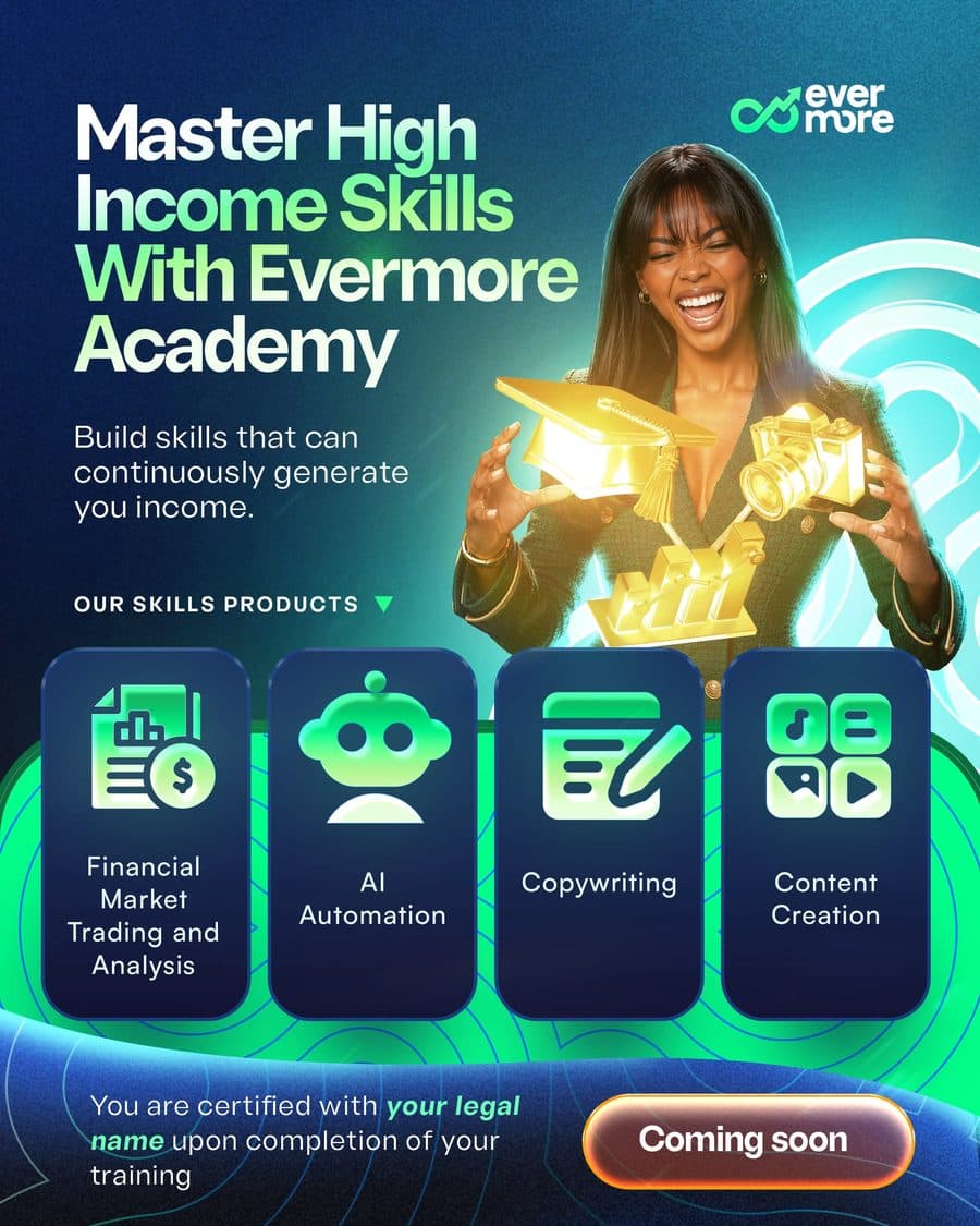 Evermore Academy graduate holding a graduation cap and camera — master high-income skills like AI automation and copywriting